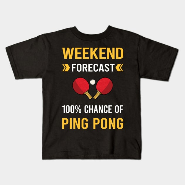 Weekend Forecast Ping Pong Table Tennis Kids T-Shirt by Bourguignon Aror